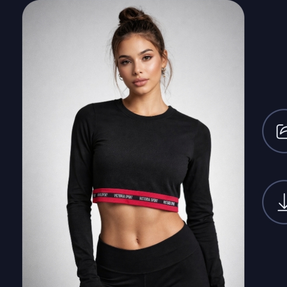 Victoria Sport Crop Top Size S Long Sleeve Cotton Blend